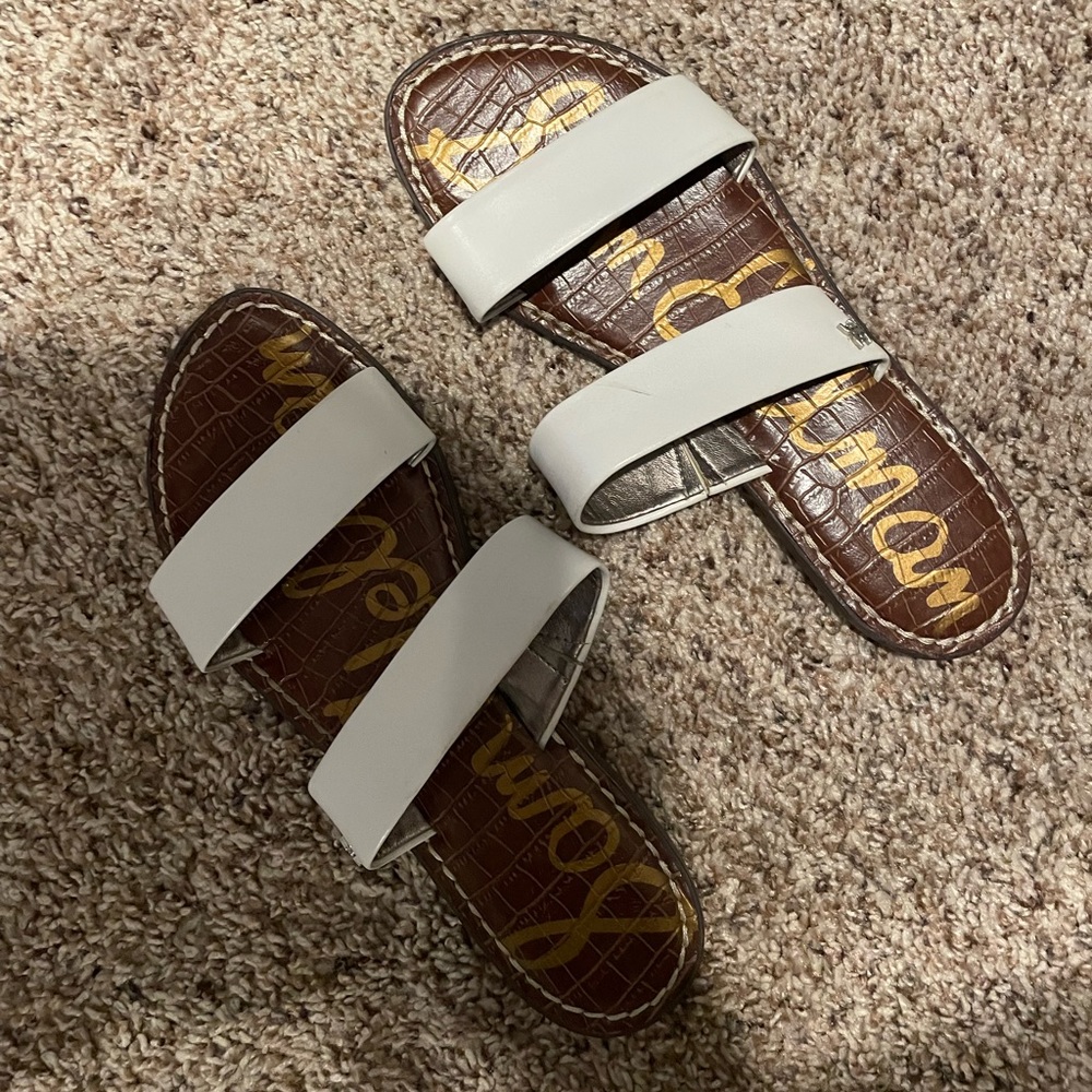 Sam Edelman White Haydee Flat Slide Sandals